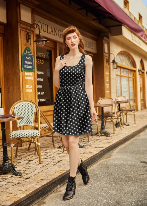 Shorter Length Retro Fit & Flare Dress Starburst made by Retrolicious