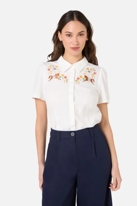 Horse & Flower Embroidered Blouse made by Modcloth