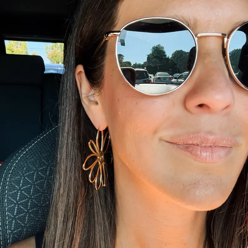 Jumbo Wire Floral Huggie Hoop Earrings sold by Modcloth