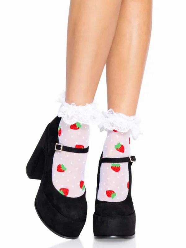 Strawberry Ruffle Anklets sold by Modcloth