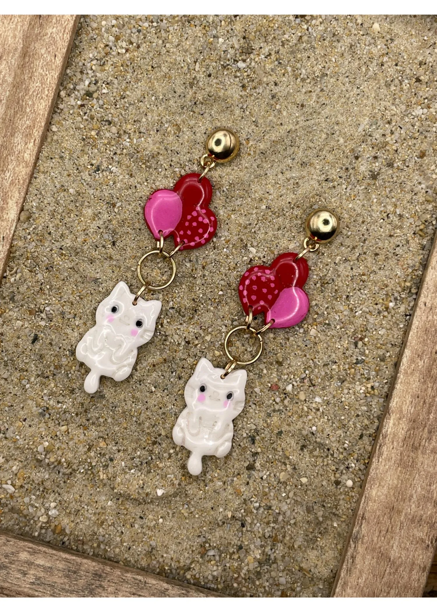 Kitty Cat Hanging from Balloons Earrings sold by Modcloth product image thumbnail 2