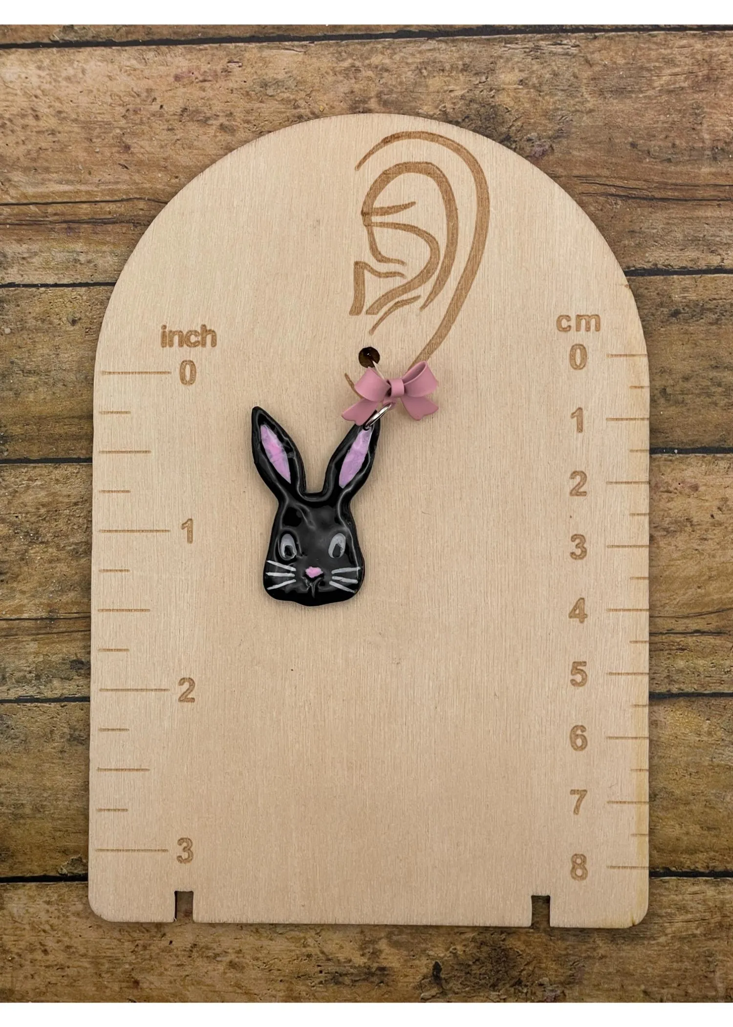 Easter Bunny Earrings with Pink Bow - Black sold by Modcloth product image thumbnail 2