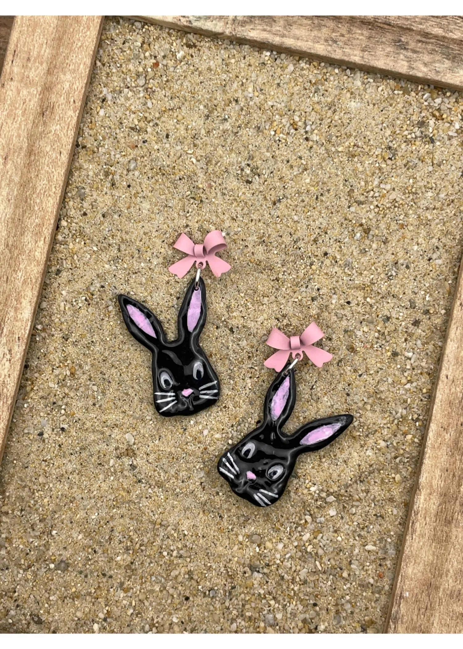 Easter Bunny Earrings with Pink Bow - Black sold by Modcloth product image thumbnail 3