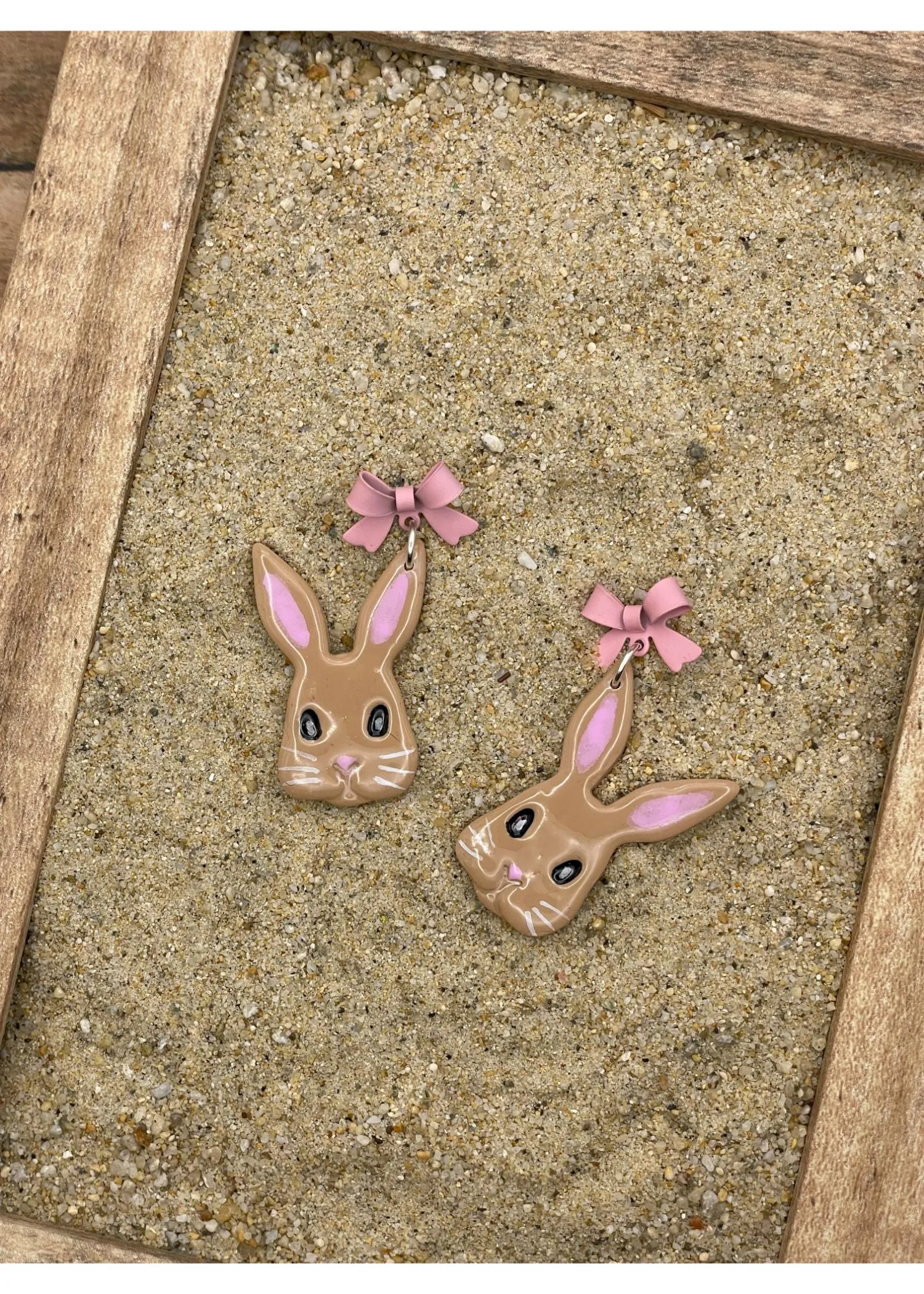 Easter Bunny Earrings with Pink Bow - Beige sold by Modcloth product image thumbnail 3