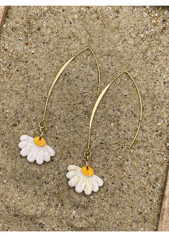 Spring Fling White Daisy Earrings sold by Modcloth