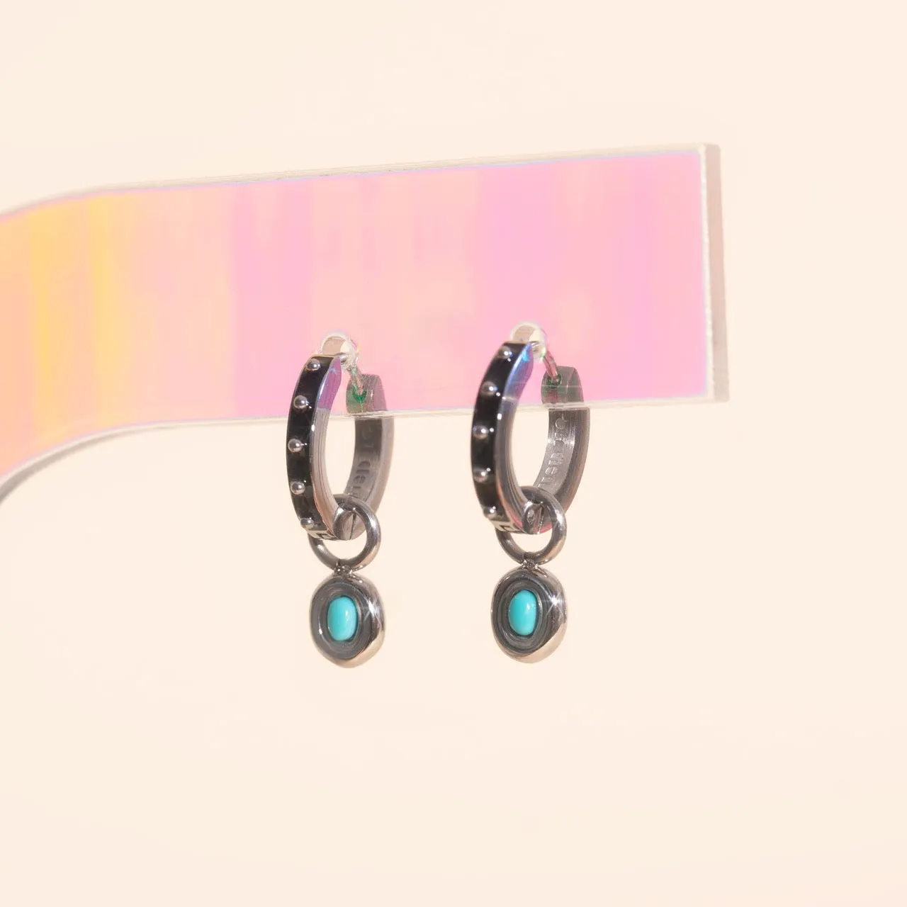 Turquoise Gem Huggie Hoop Charms sold by Modcloth product image thumbnail 5