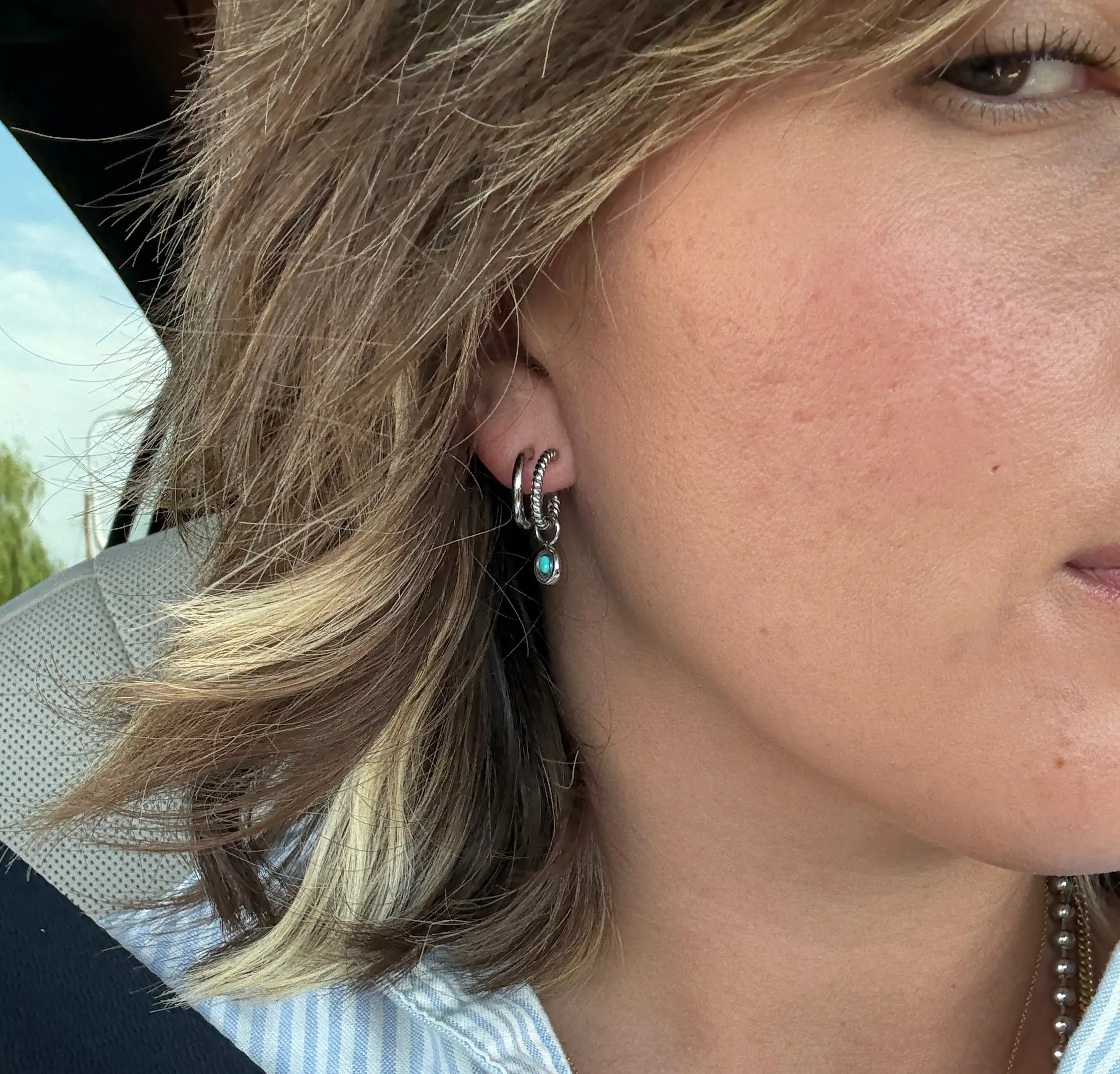 Turquoise Gem Huggie Hoop Charms sold by Modcloth product image thumbnail 3