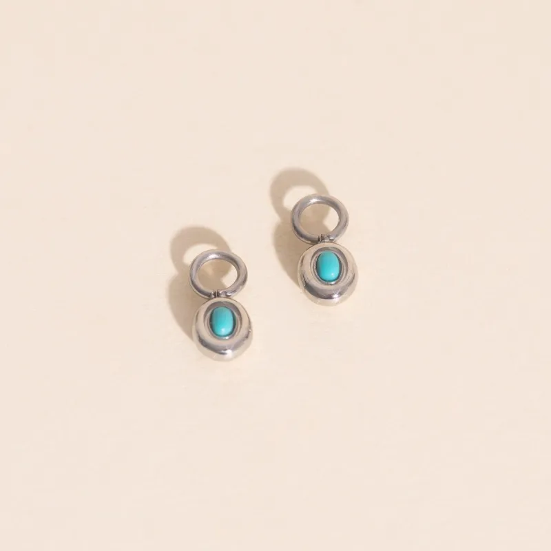Turquoise Gem Huggie Hoop Charms sold by Modcloth