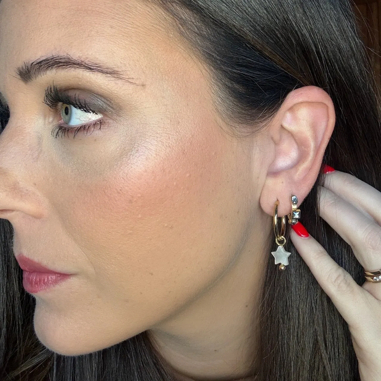 Iridescent Bead Star Huggie Hoop Charms sold by Modcloth product image thumbnail 2