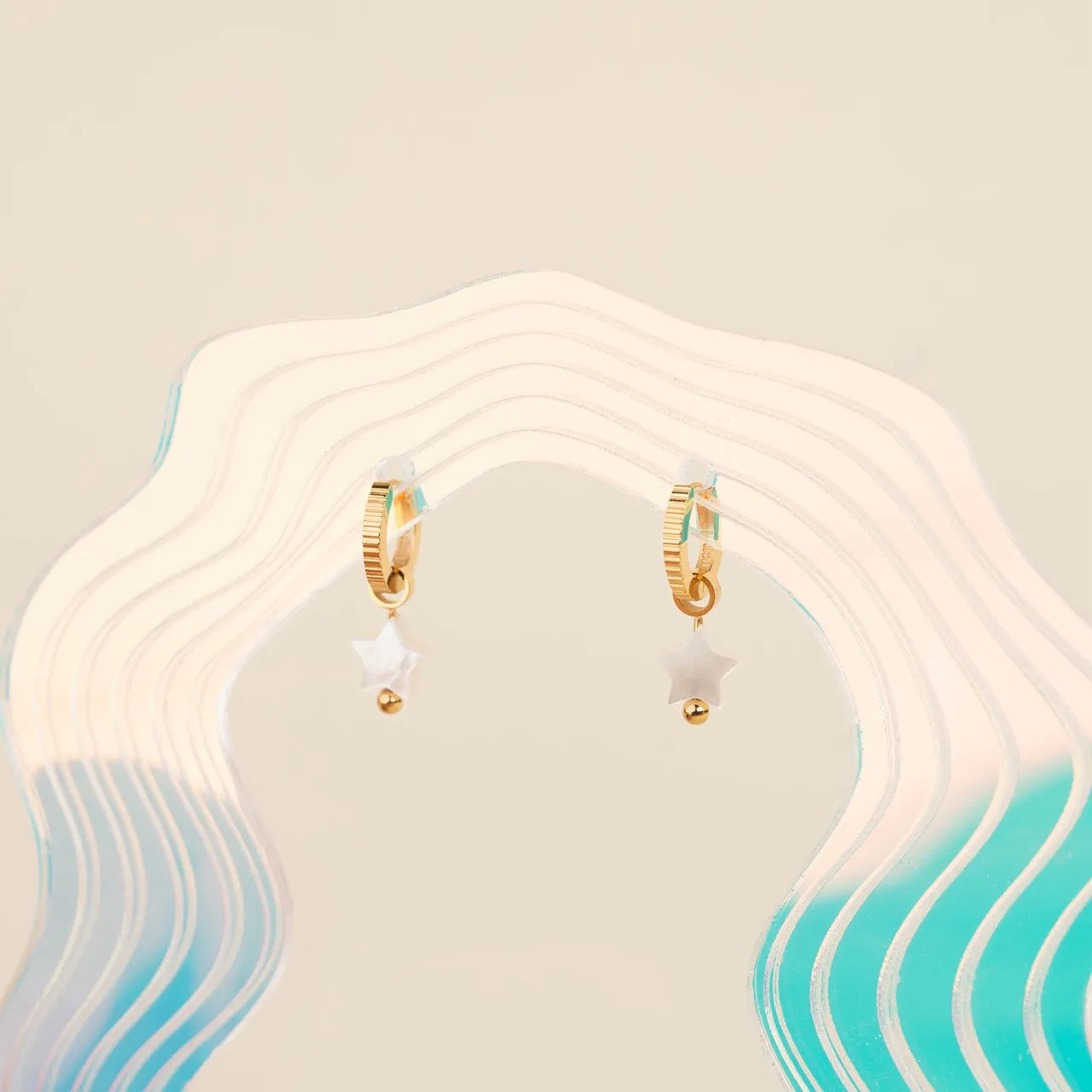 Iridescent Bead Star Huggie Hoop Charms sold by Modcloth product image thumbnail 3