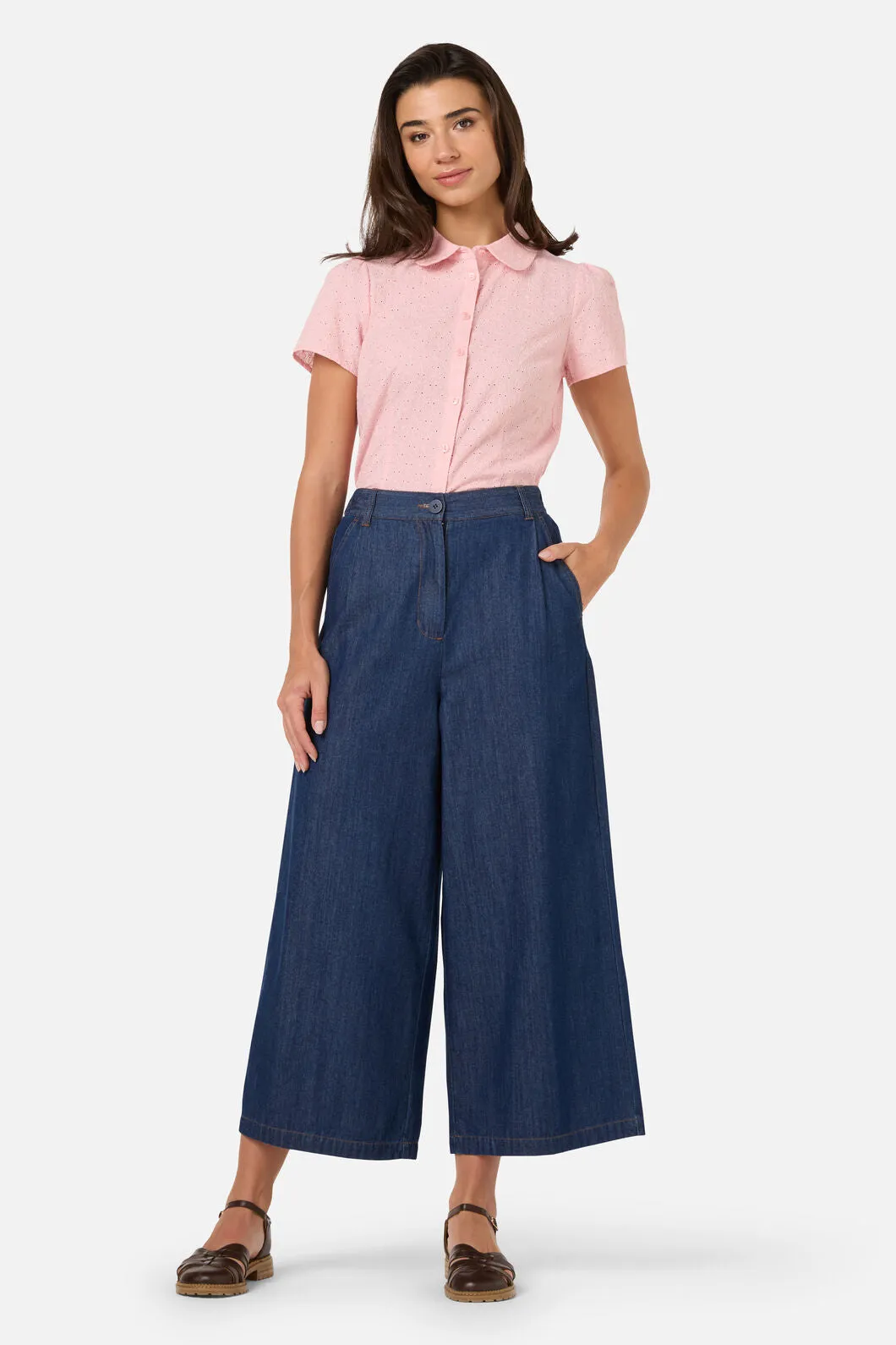 Joe Chambray Denim Culotte sold by Modcloth