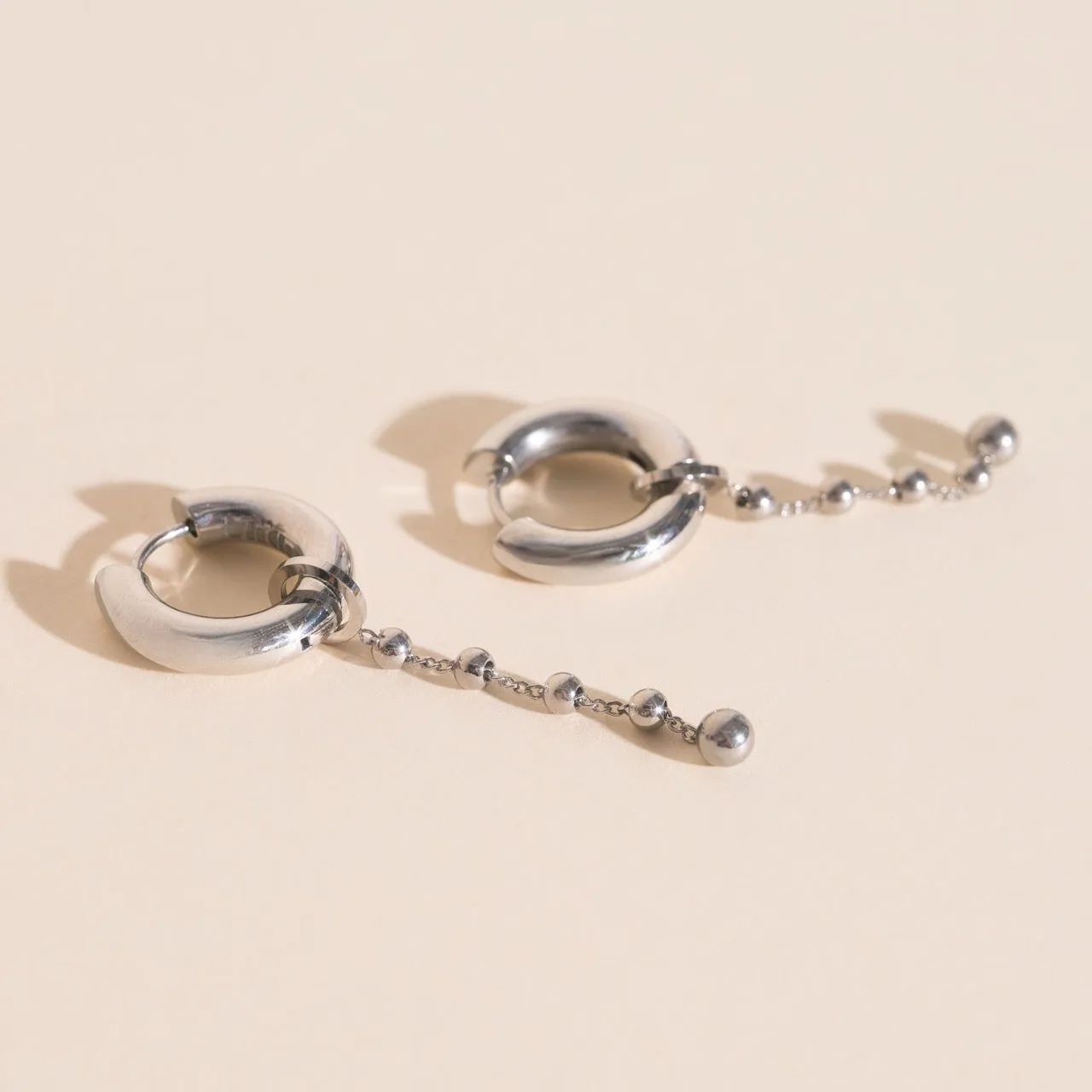 Beaded Metal Chain Chunky Huggie Hoop Charms sold by Modcloth product image thumbnail 5