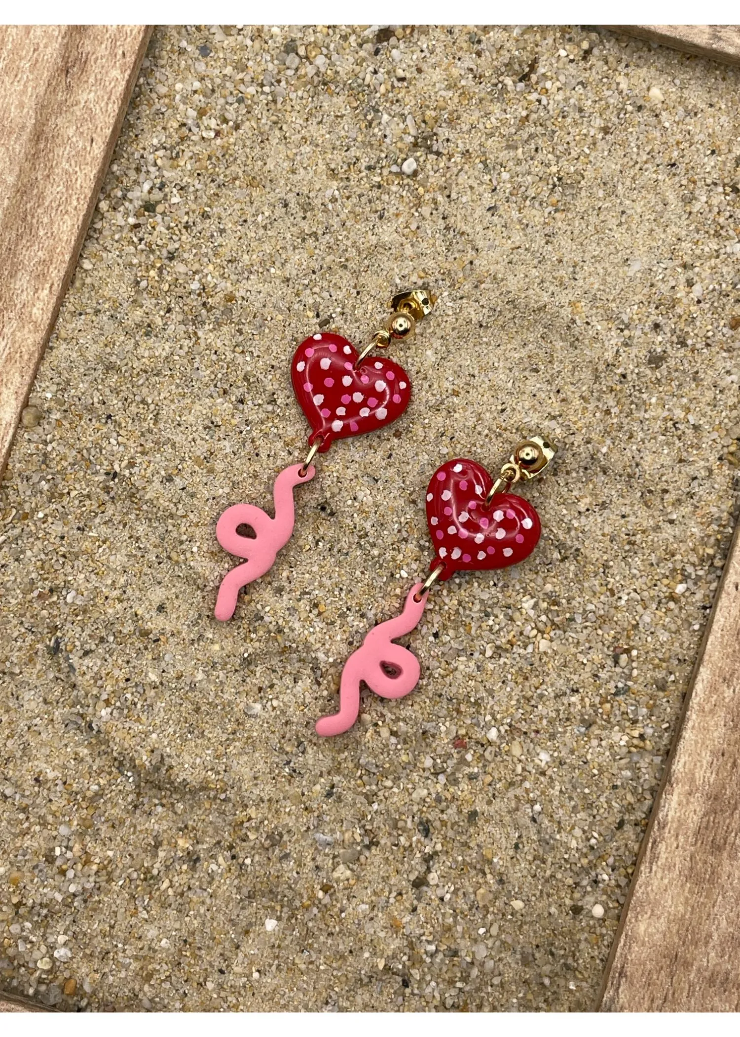 Polka Dots Heart Balloon Dangle Earrings sold by Modcloth product image thumbnail 2