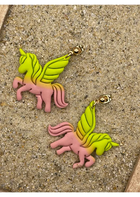 Unicorn Ombre Dangle Earrings - Pink sold by Modcloth