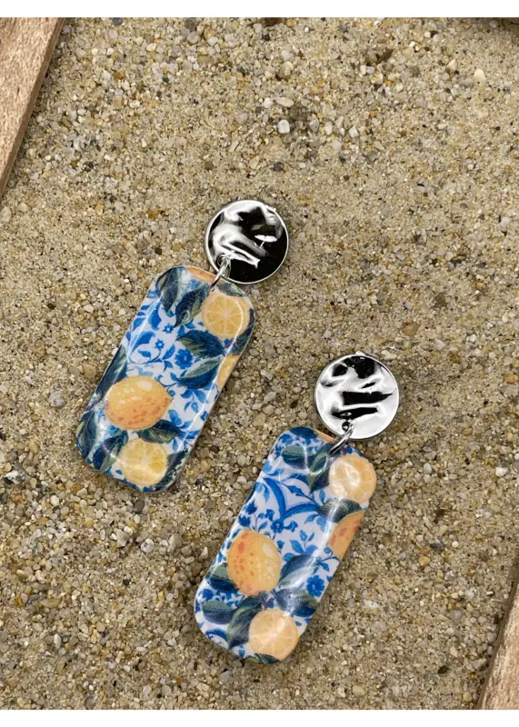 Lemon Printed Dangle Earrings sold by Modcloth