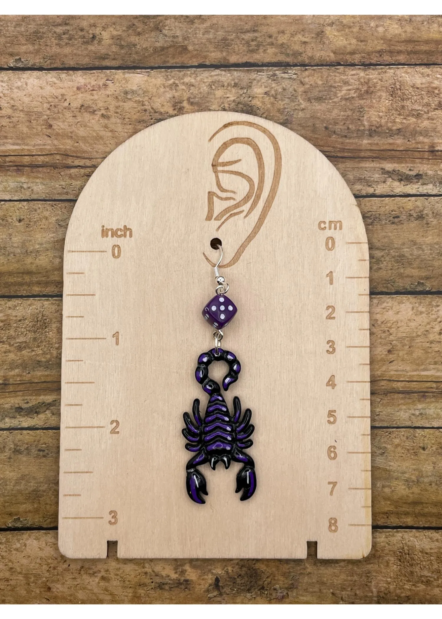 Scorpion Tattoo Earrings with Purple Dice sold by Modcloth product image thumbnail 2