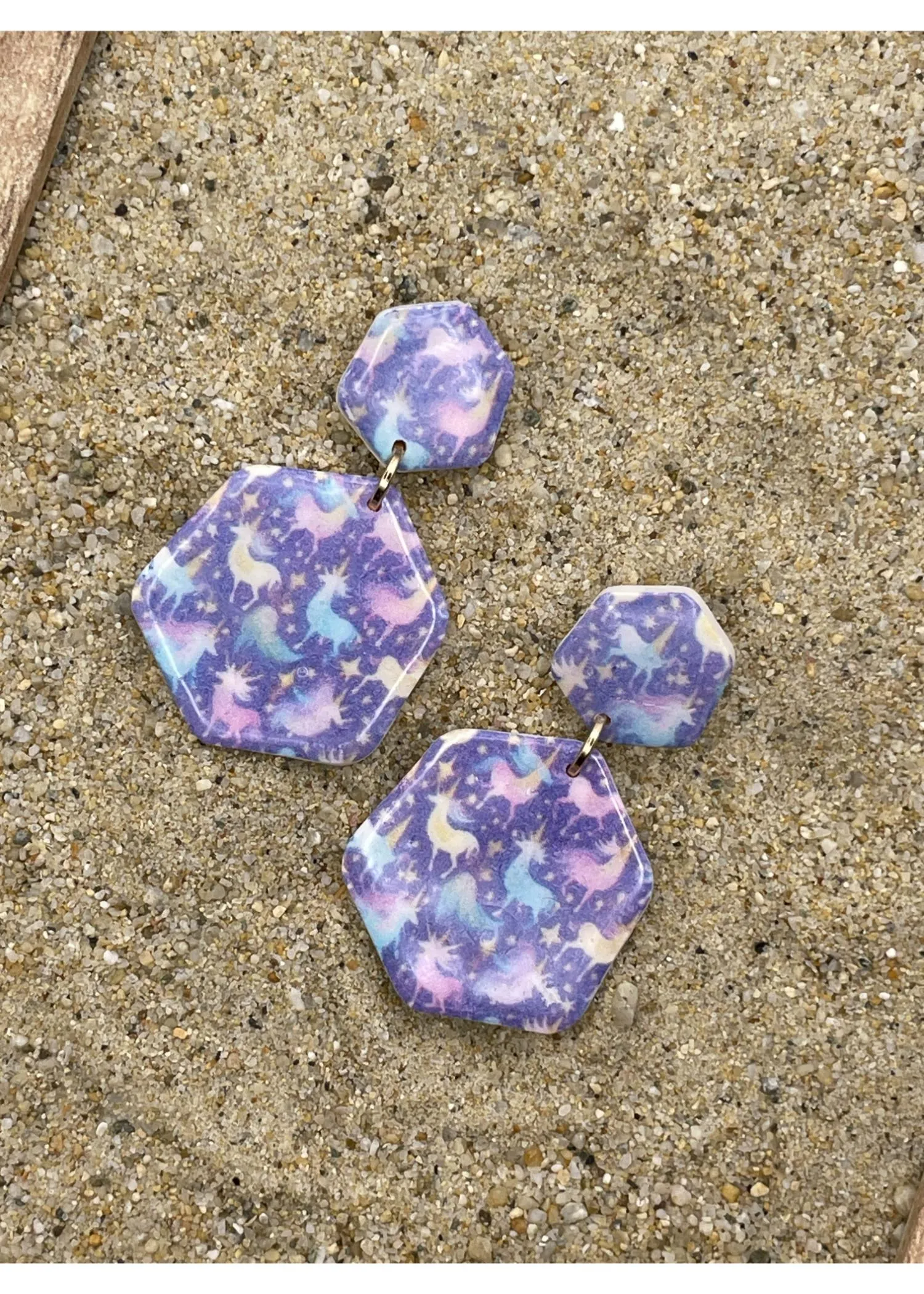 Unicorn Printed Dangle Earrings sold by Modcloth