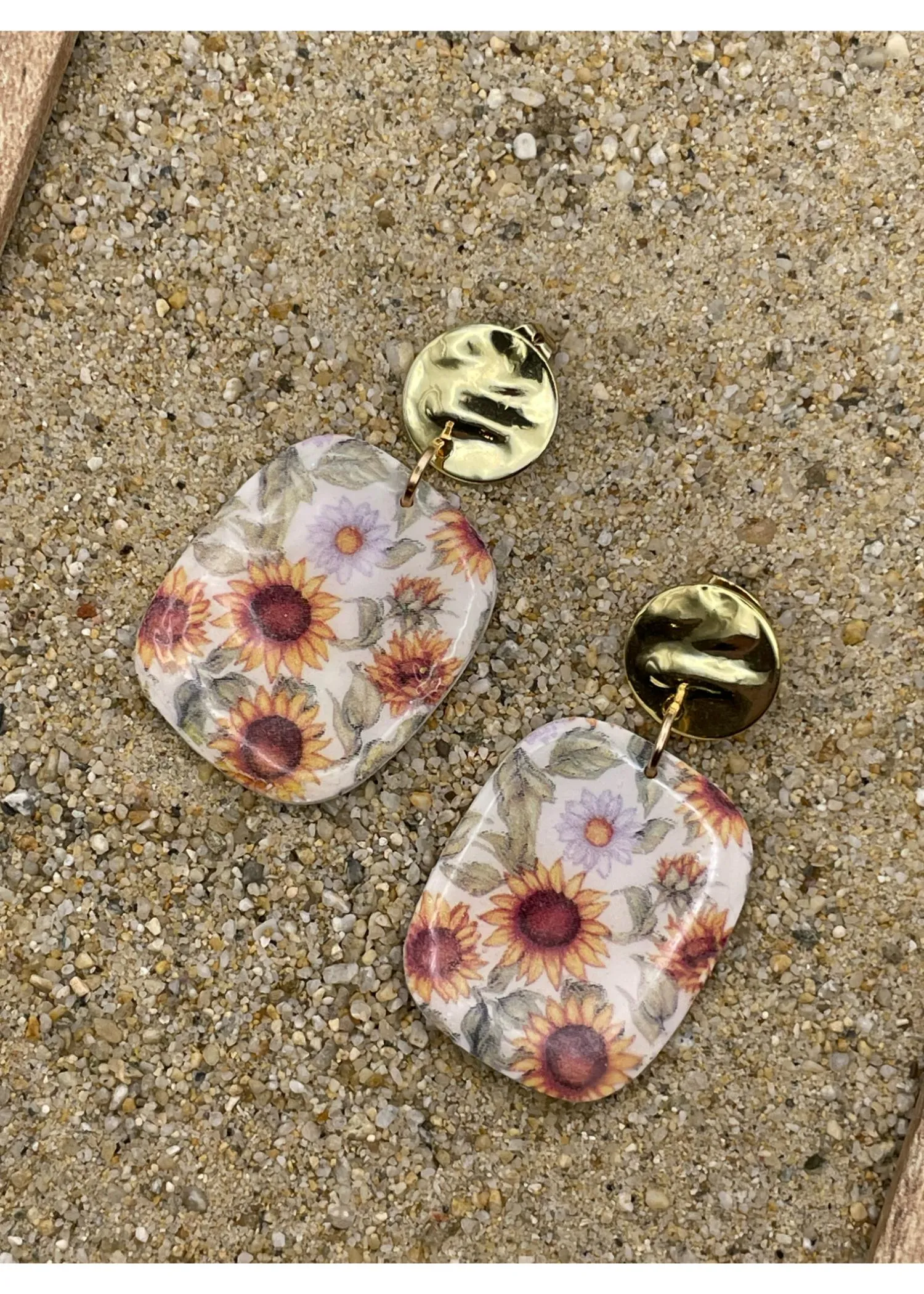 Sunflower Printed Dangle Earrings sold by Modcloth