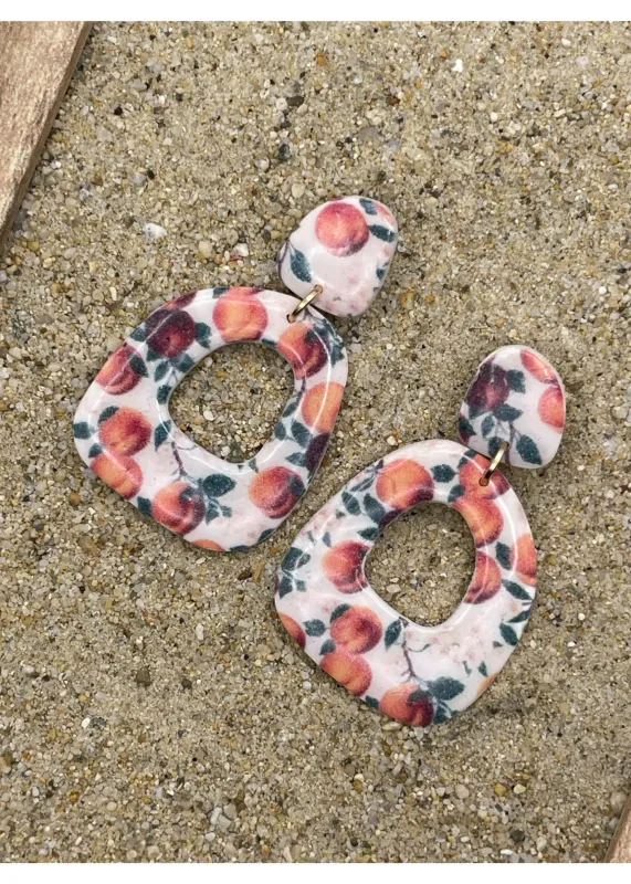 Peach Printed Dangle Earrings sold by Modcloth