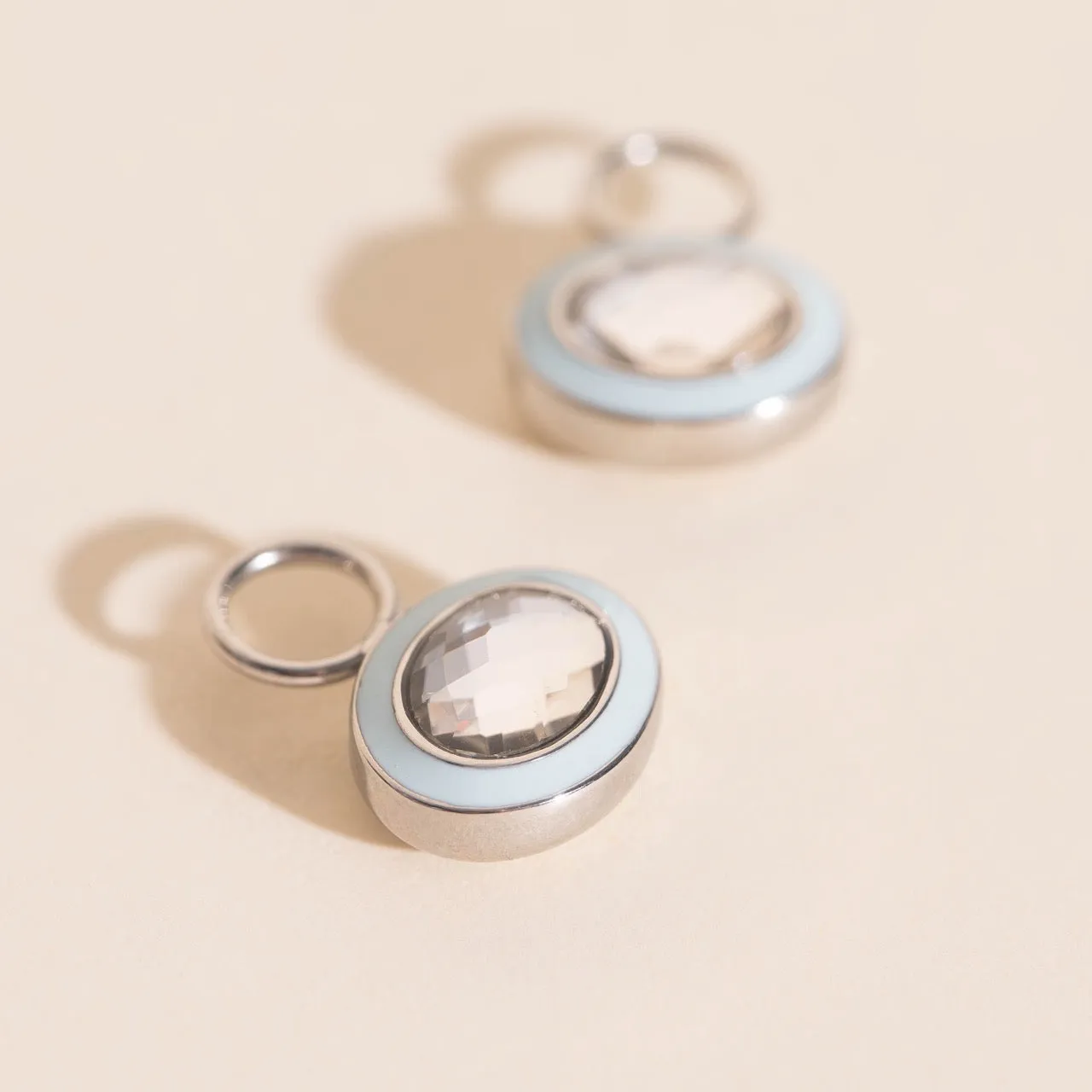 Blue Frost Chunky Huggie Hoop Charms sold by Modcloth