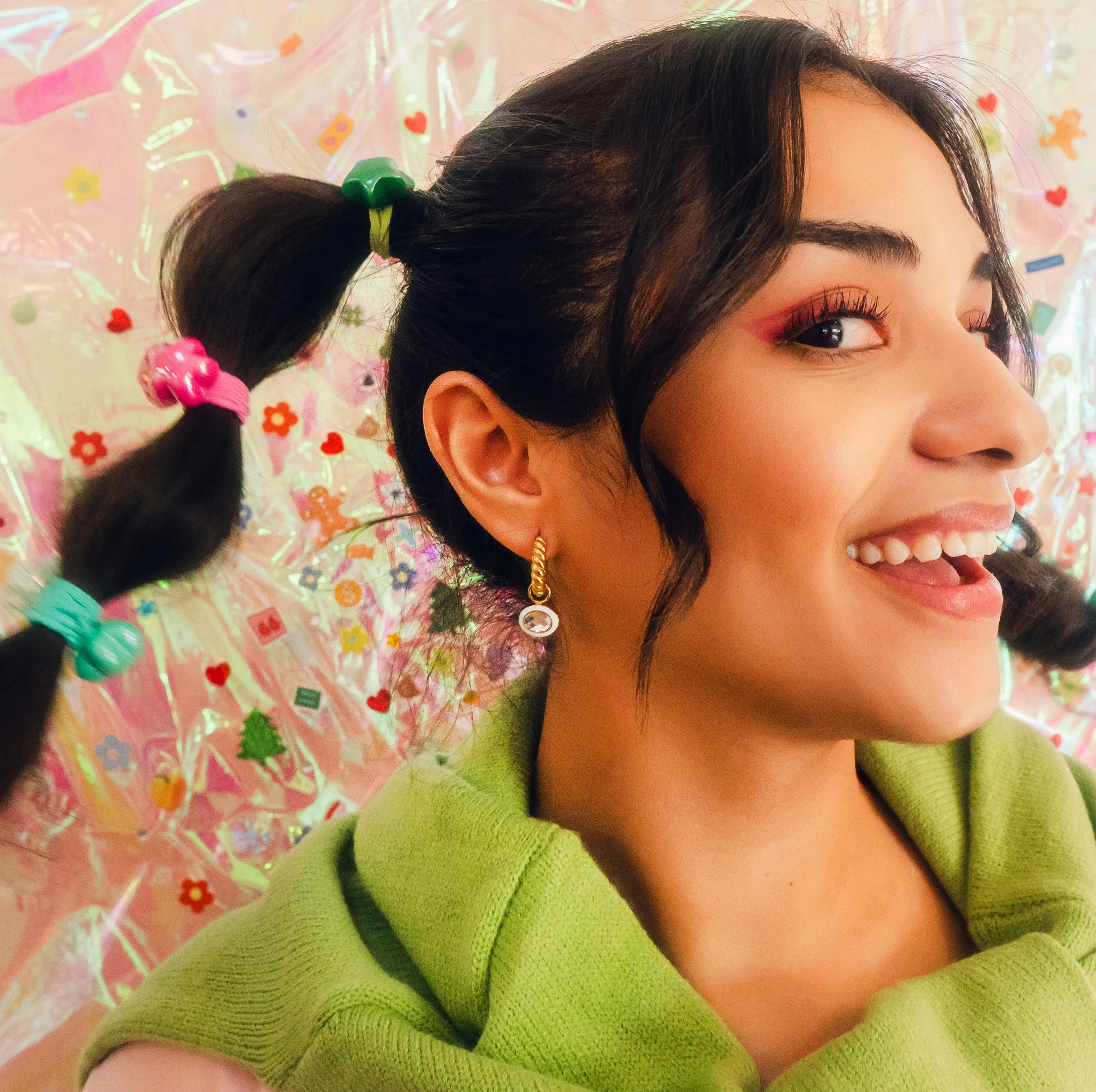 Blue Frost Chunky Huggie Hoop Charms sold by Modcloth product image thumbnail 4