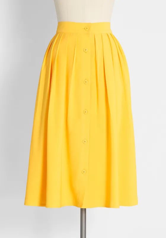 A Darling Disruption Pleated Swing Skirt sold by Modcloth