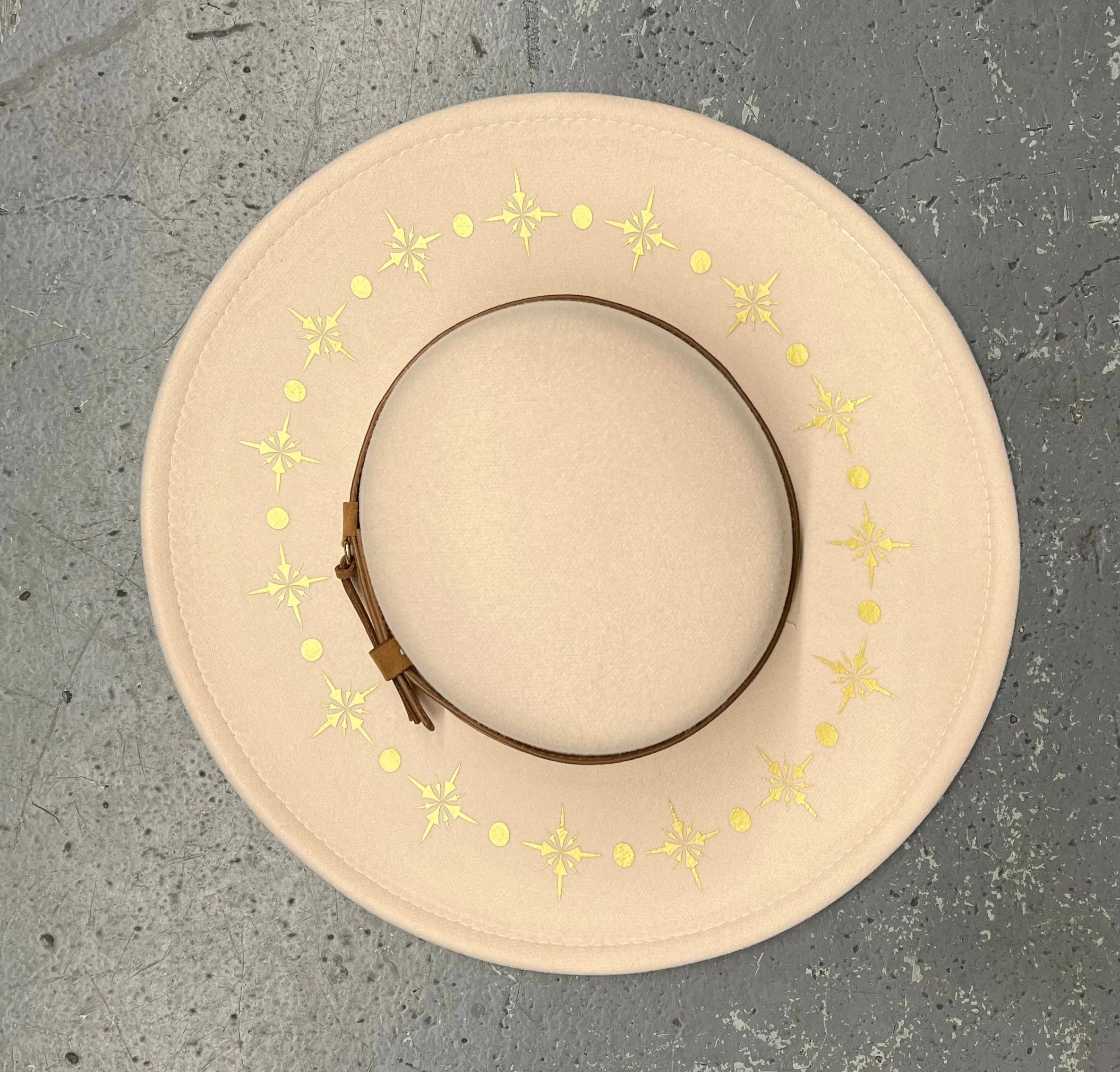 Vegan Felt Wide Brim Hat - Flat Top - Cream - Starburst sold by Modcloth product image thumbnail 2