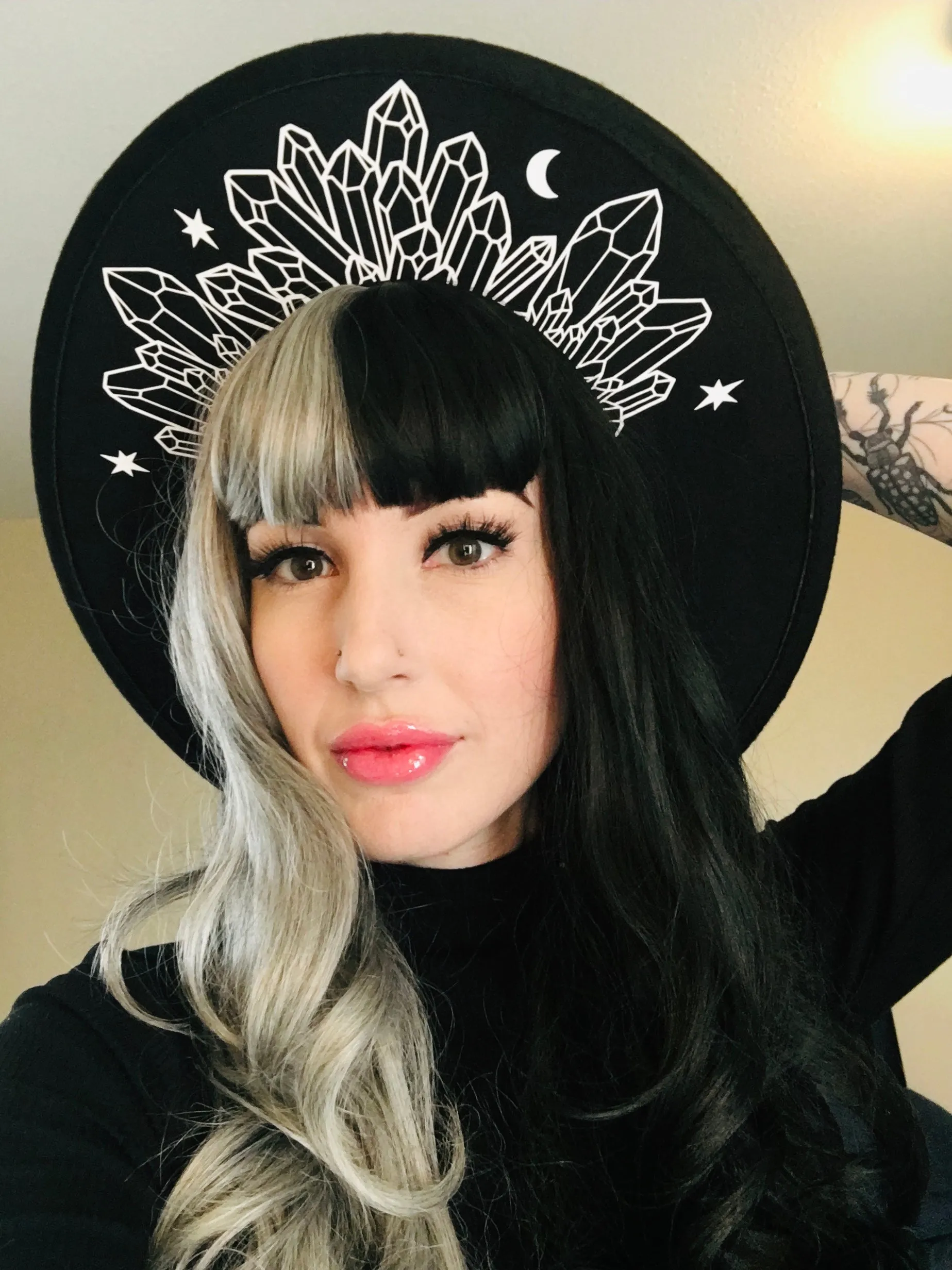 Vegan Felt Hat - XL Brim - Moonlight Crystals sold by Modcloth