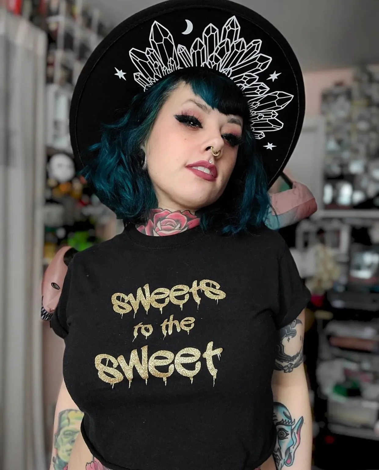 Vegan Felt Hat - XL Brim - Moonlight Crystals sold by Modcloth product image thumbnail 2