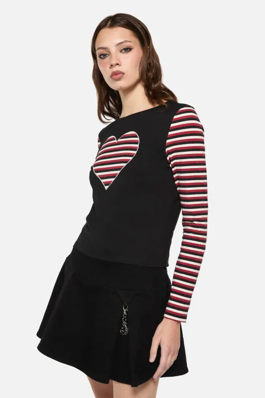 Sucked In Gothic Contrast Sleeve Top made by Modcloth