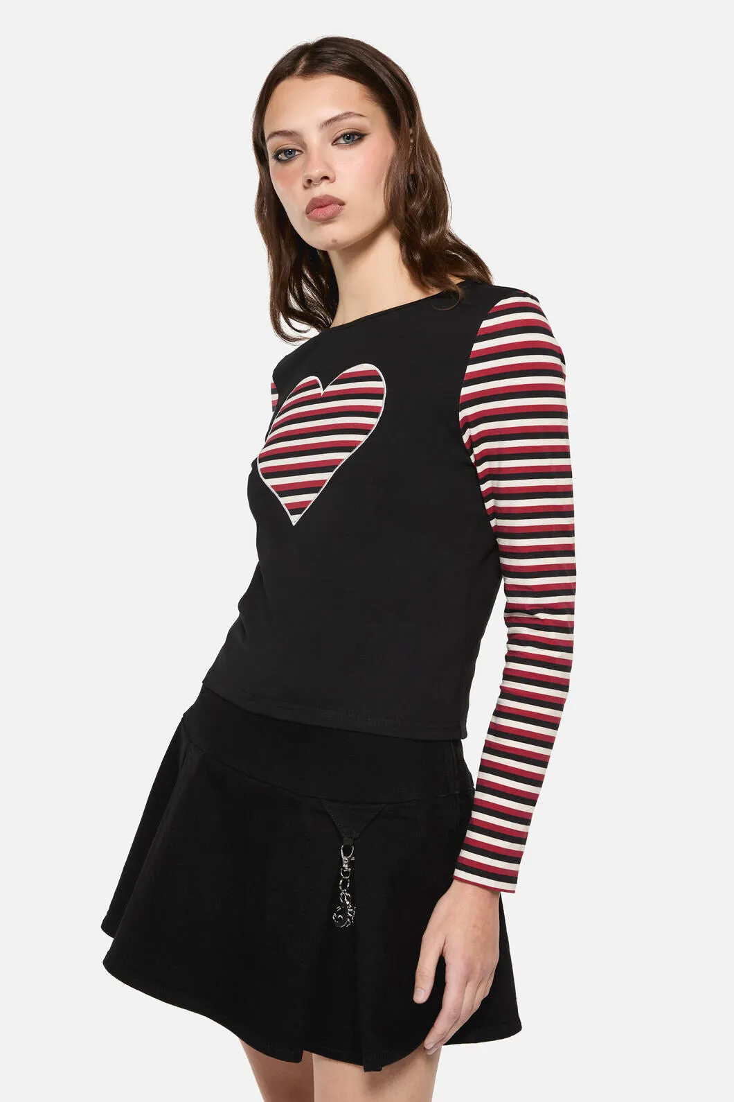 Sucked In Gothic Contrast Sleeve Top sold by Modcloth
