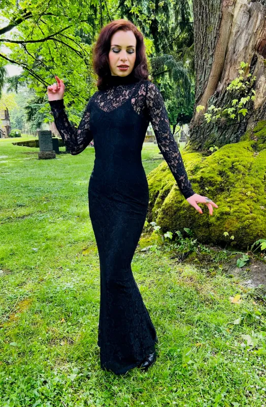 Persephone - Deadly Sheer Floral Lace Maxi Dress made by Modcloth