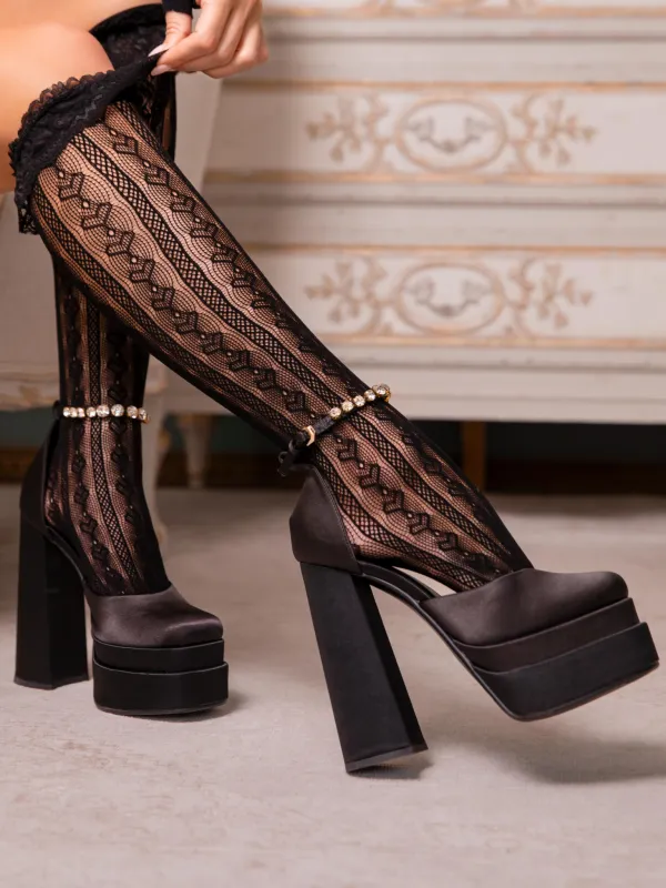 Sweetheart Ruffle Cuff Knee High Socks made by Leg Avenue