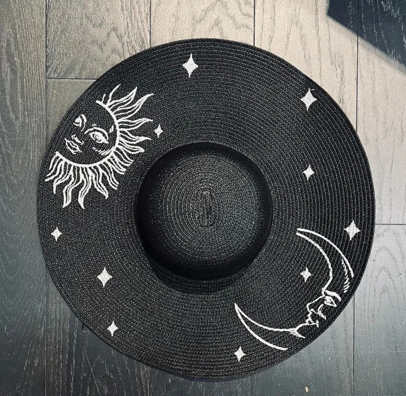 Floppy Sun Hat - XL Brim - Celestial Sun and Moon sold by Modcloth