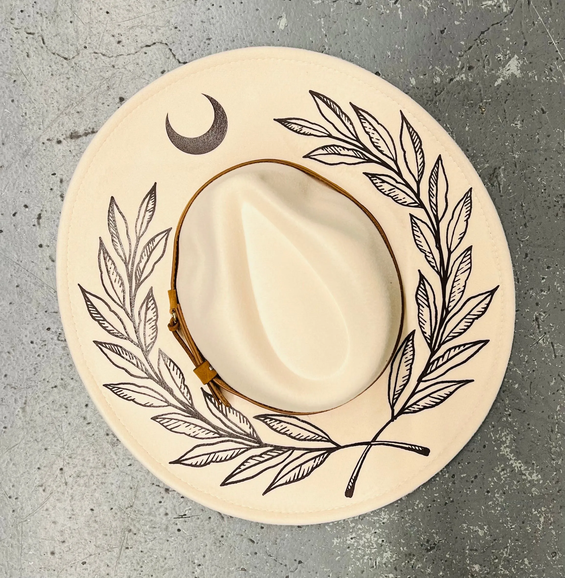 Vegan Felt Hat - XL Brim - Large Fern & Moon Crown sold by Modcloth