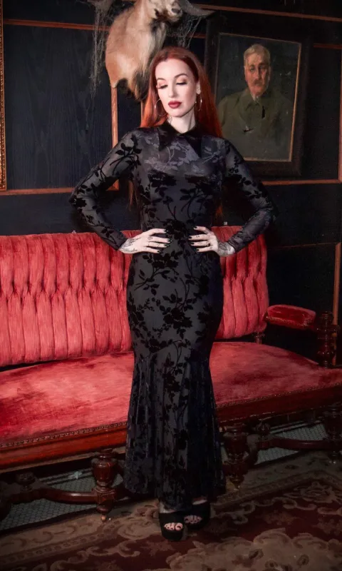 Ophelia - Velvet Flocked Lace Up Maxi Mermaid Dress made by Modcloth