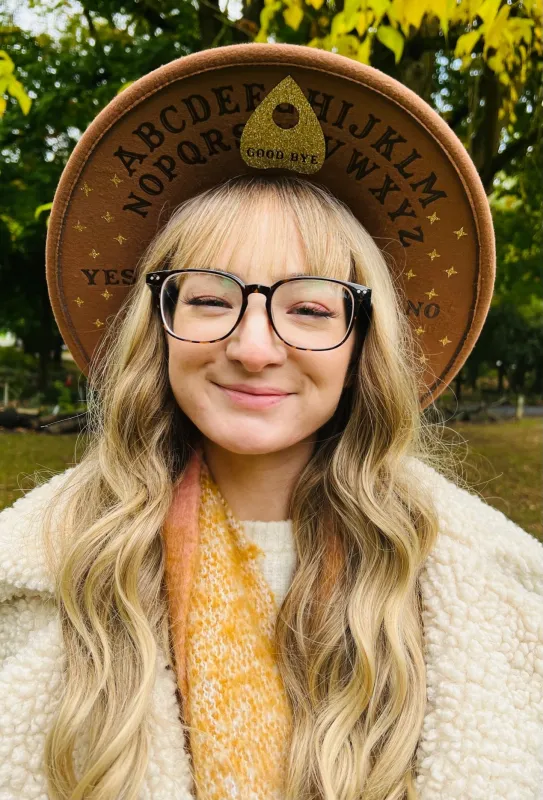 Vegan Felt Wide Brim Hat - XL Brim - Spirit Board - Caramel made by Modcloth