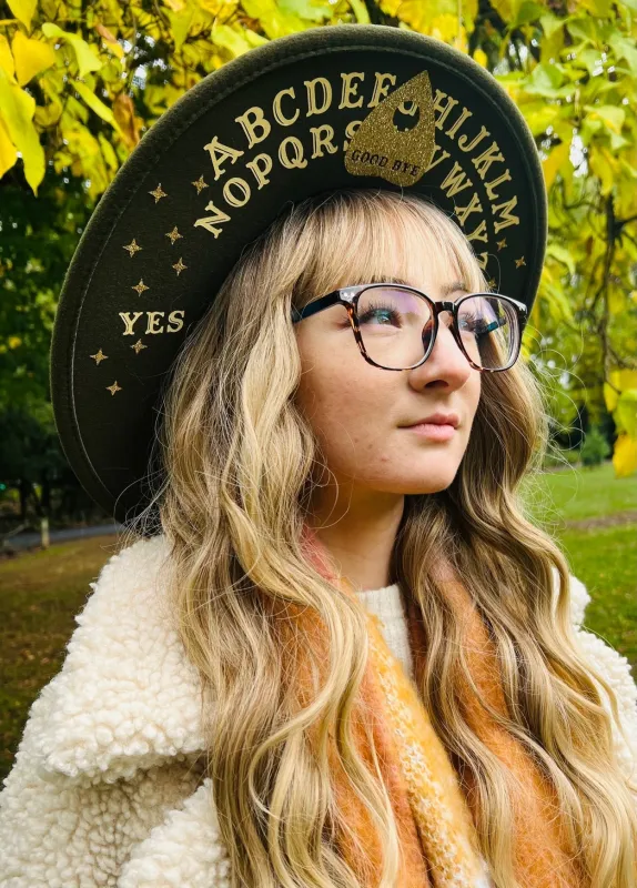 Vegan Felt Wide Brim Hat - XL Brim - Spirit Board - Olive made by Modcloth