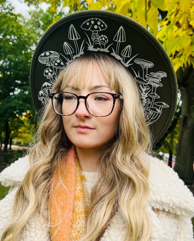 Vegan Felt Hat - XL Brim - Mushrooms made by Modcloth