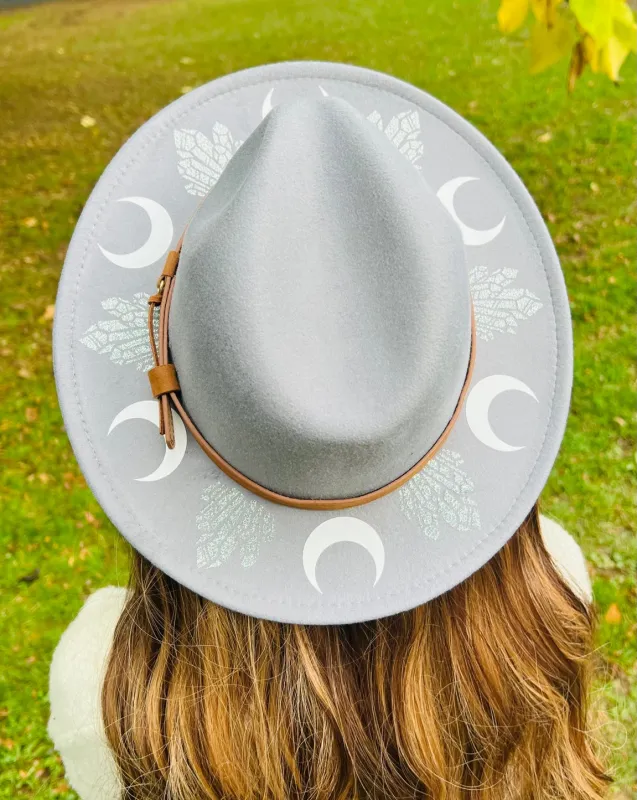 Vegan Felt Wide Brim Hat - Grey - Moons and Crystals made by Modcloth