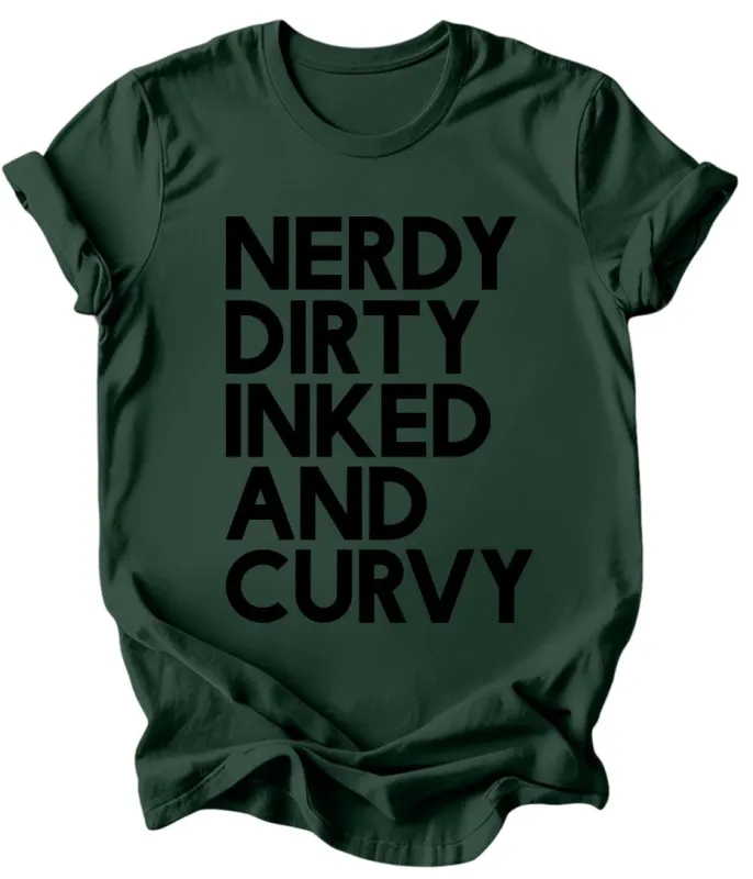 Nerdy Dirty Inked and Curvy - Burgundy or Emerald T-Shirt sold by Modcloth