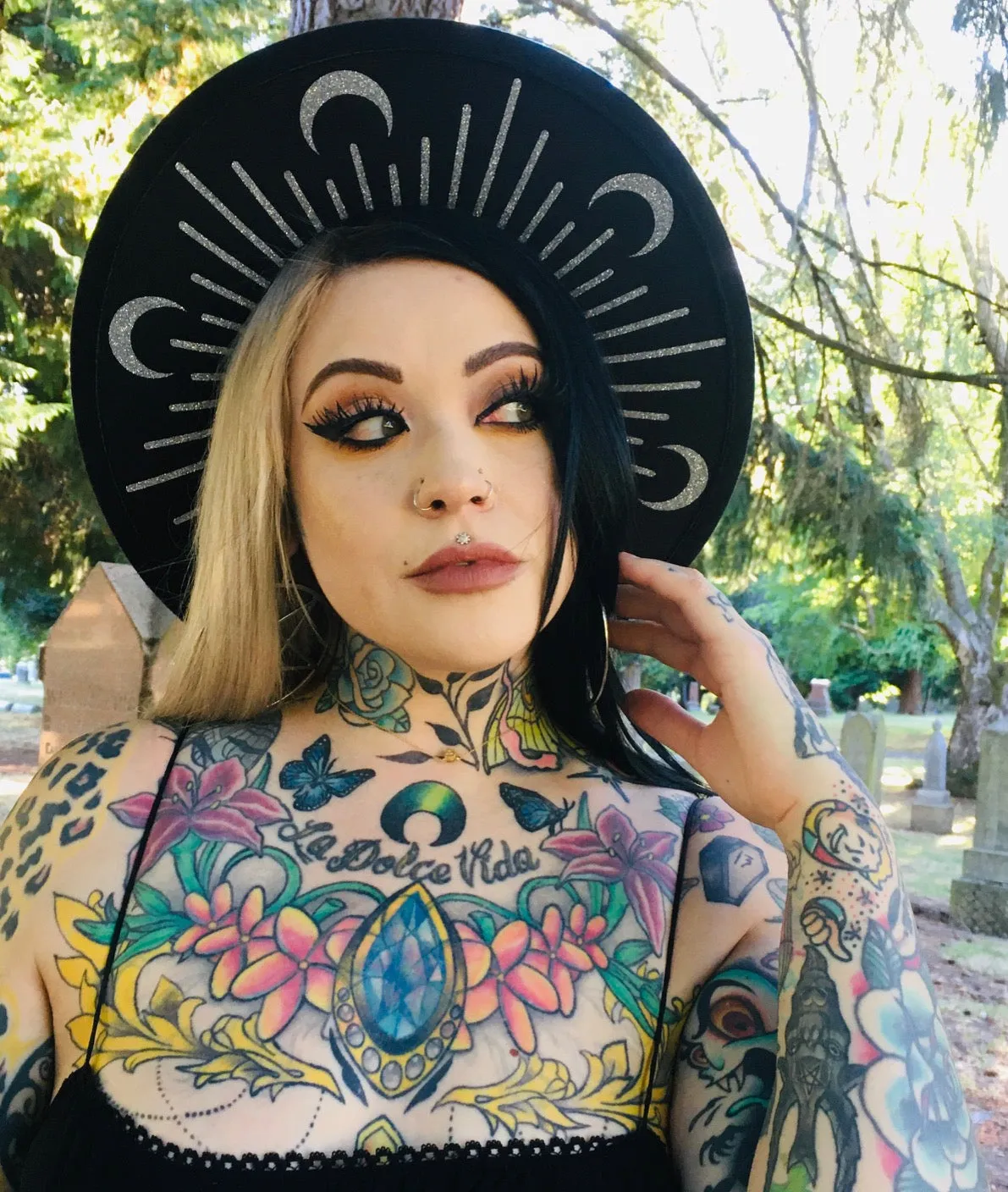 Vegan Felt Hat - XL Brim - Glitter Moon Burst sold by Modcloth product image thumbnail 2