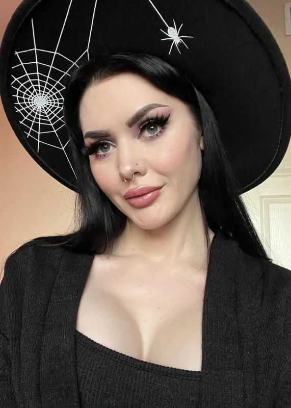 Vegan Felt Hat - XL Brim - Hanging Spider Web sold by Modcloth