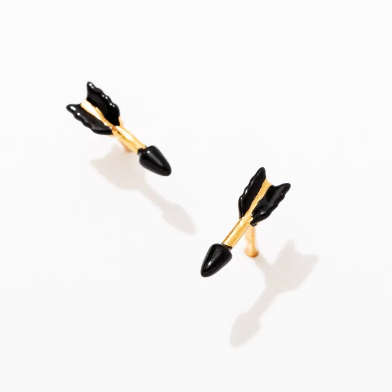 Tiny Black Arrow Stud Earrings Sterling Silver made by Modcloth