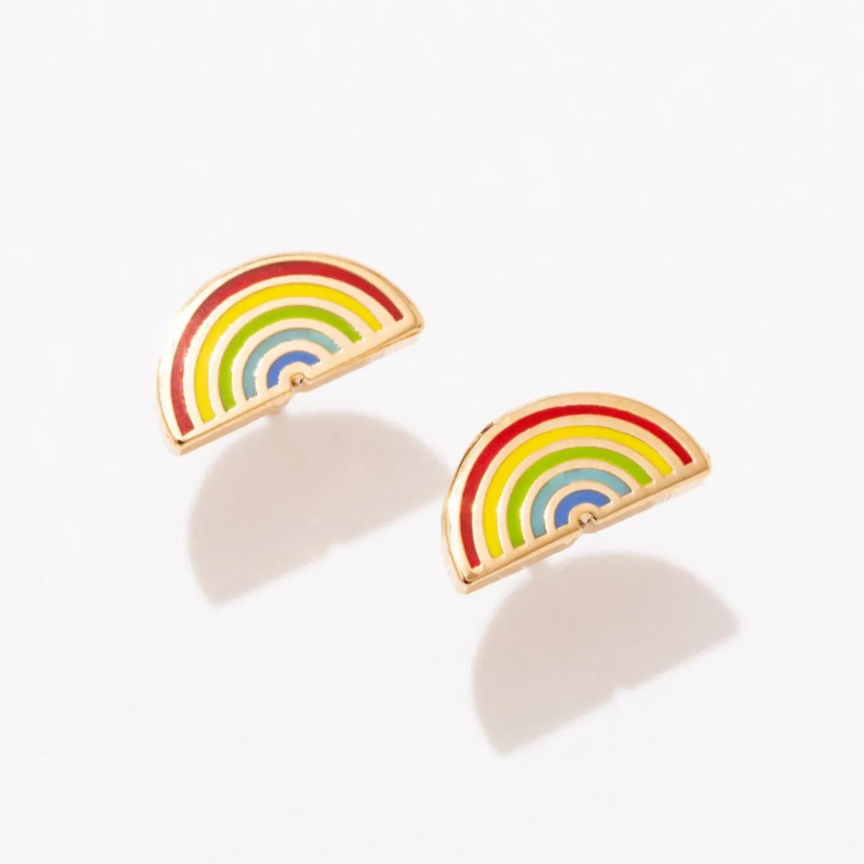 Rainbow Stud Enamel Earrings sold by Modcloth