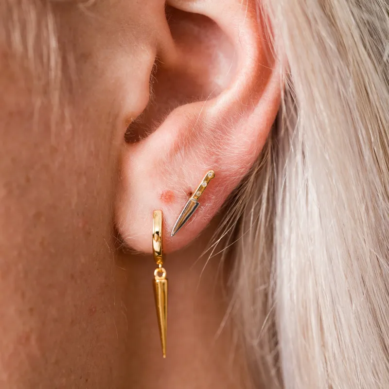 Spike Drop Huggie Hoop Earrings sold by Modcloth