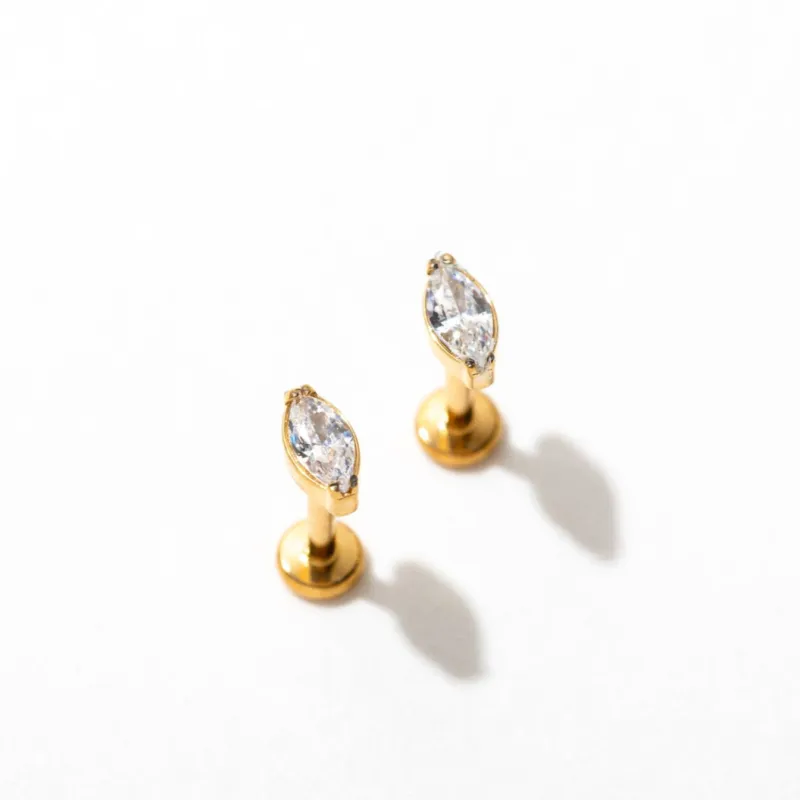 Tiny Marquise Flat Back Stud Earrings CZ sold by Modcloth