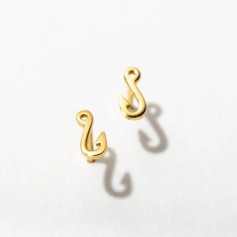 Tiny Fish Hook Stud Earrings Sterling Silver made by Modcloth