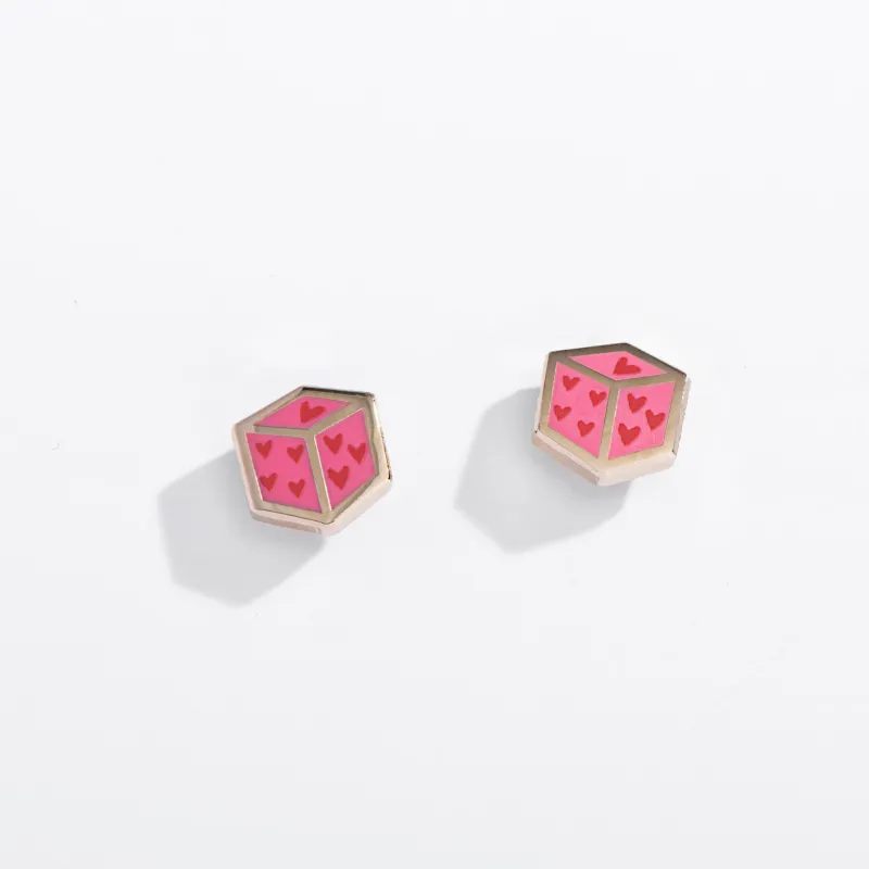 Heart Dice Stud Earrings made by Modcloth