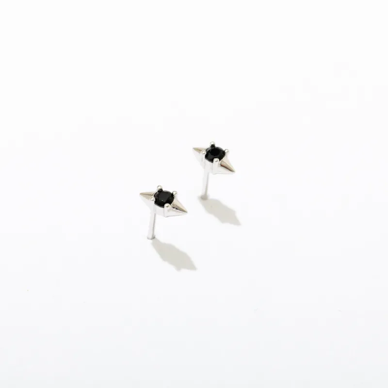 Black Solitaire Stud Earrings Sterling Silver sold by Modcloth